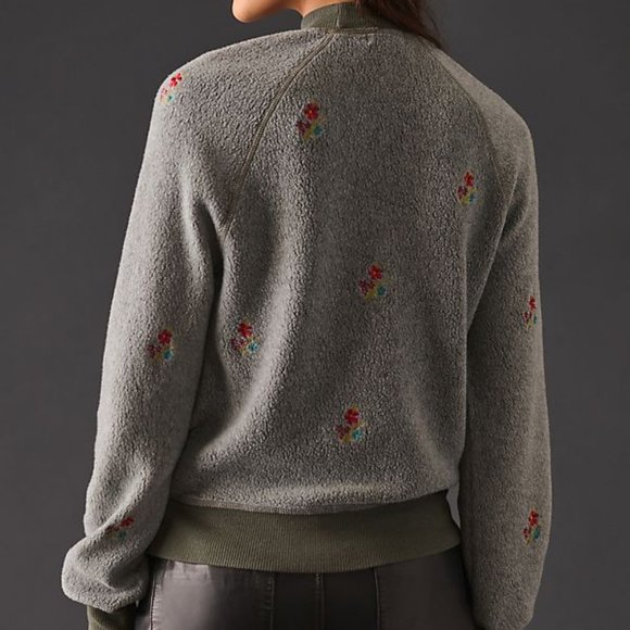 new Anthropologie T.La Embroidered Mock-Neck Sweatshirt XS NWT - Picture 4 of 8